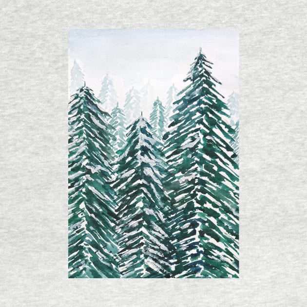 snowy pine forest green by colorandcolor